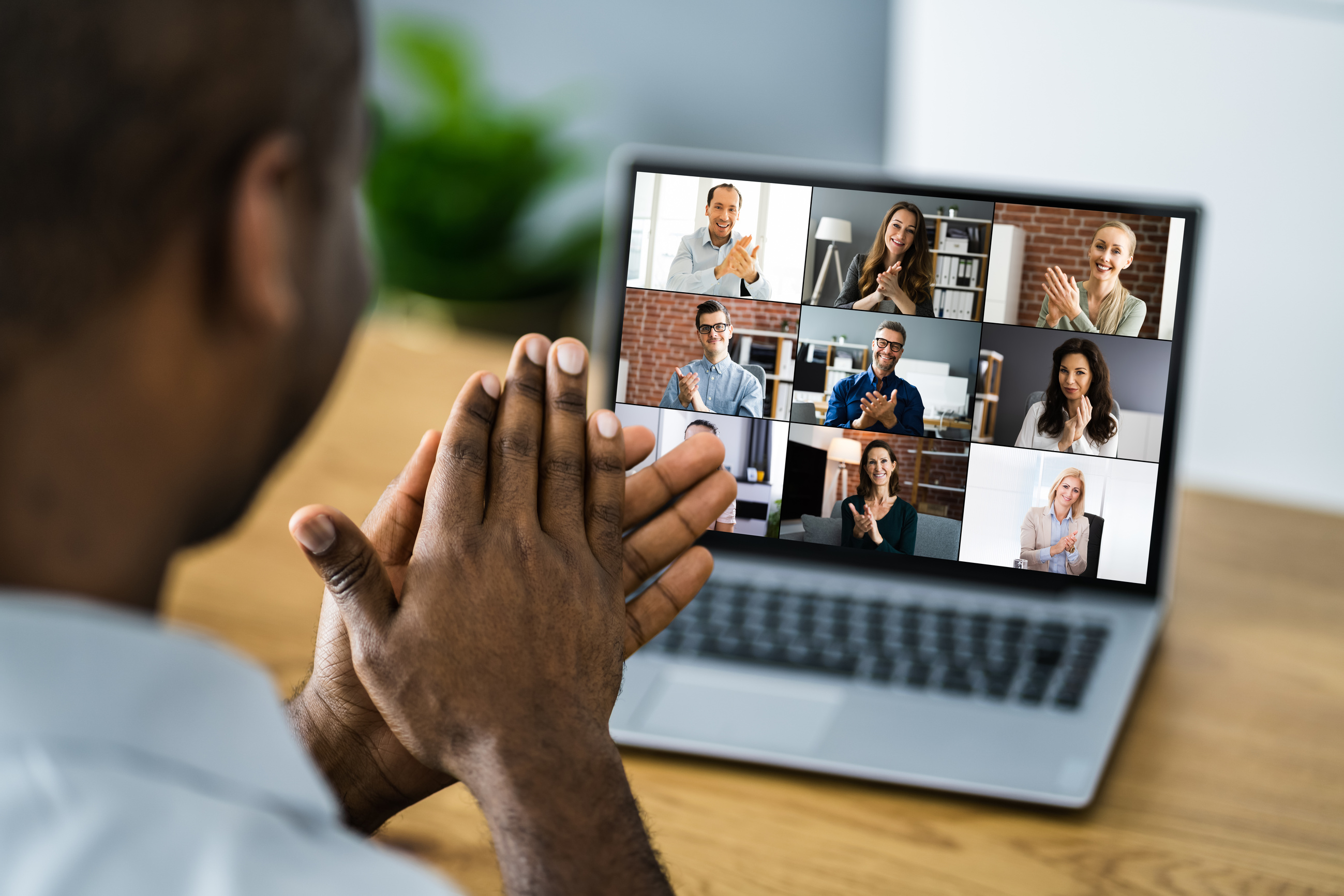 African Clapping In Virtual Video Conference Call